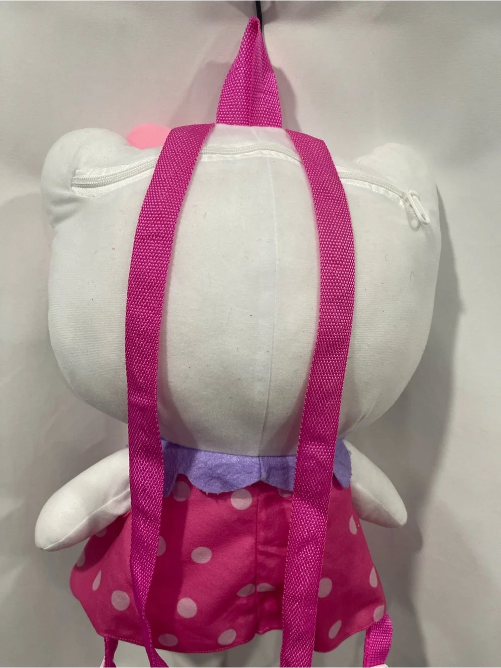Hello Kitty Pink and White Plush Backpack with Polka Dot Dress